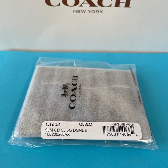 NWT Coach Slim Card Case With Stripe Print - Picture 7 of 7